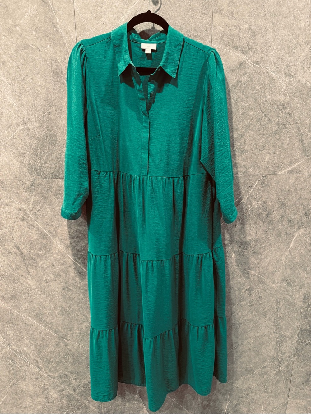 J. Jill Green Tiered Midi Shirt Dress